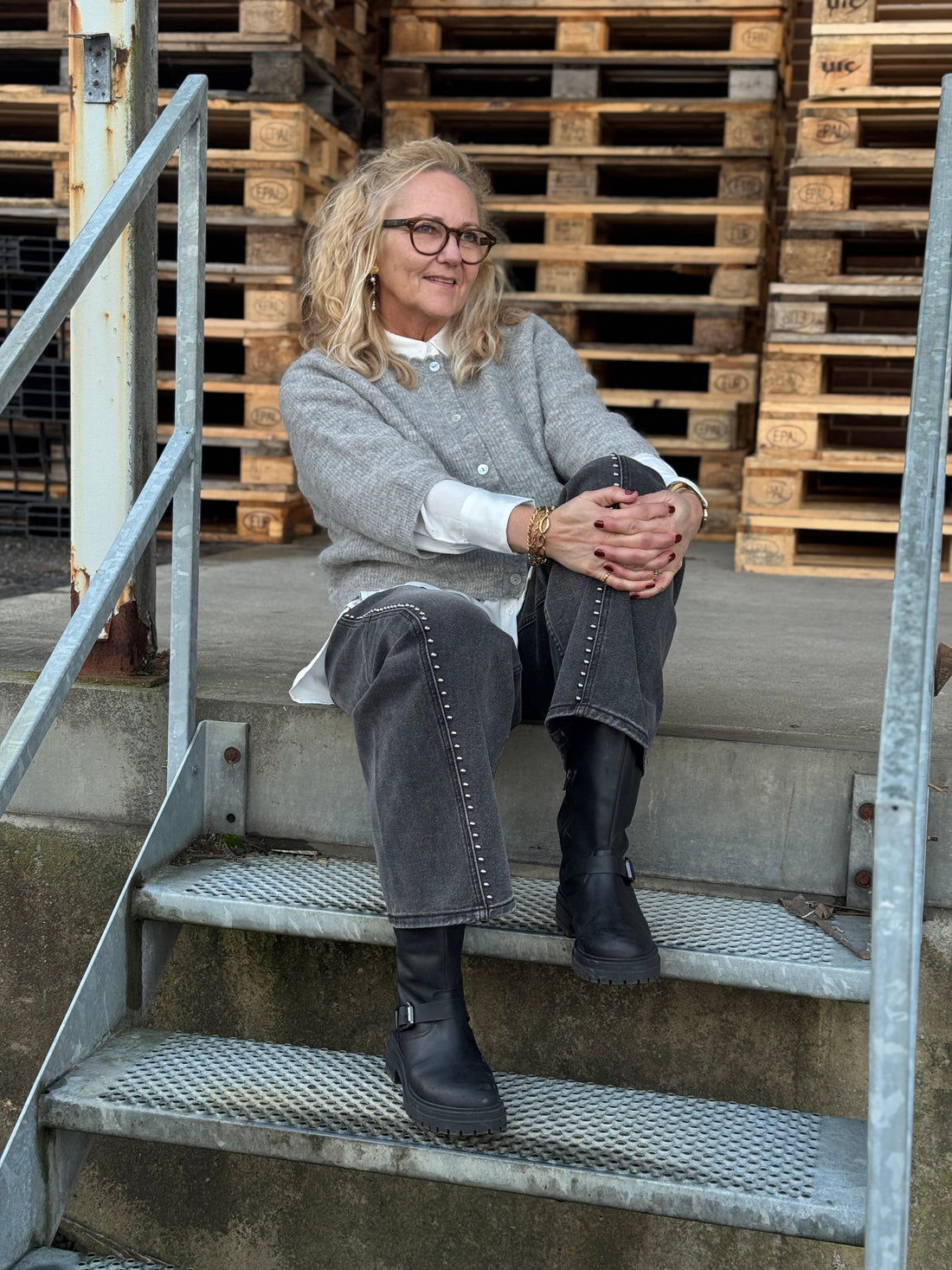 Nümph Riette Selma Rib Cardigan - Medium Grey Melange