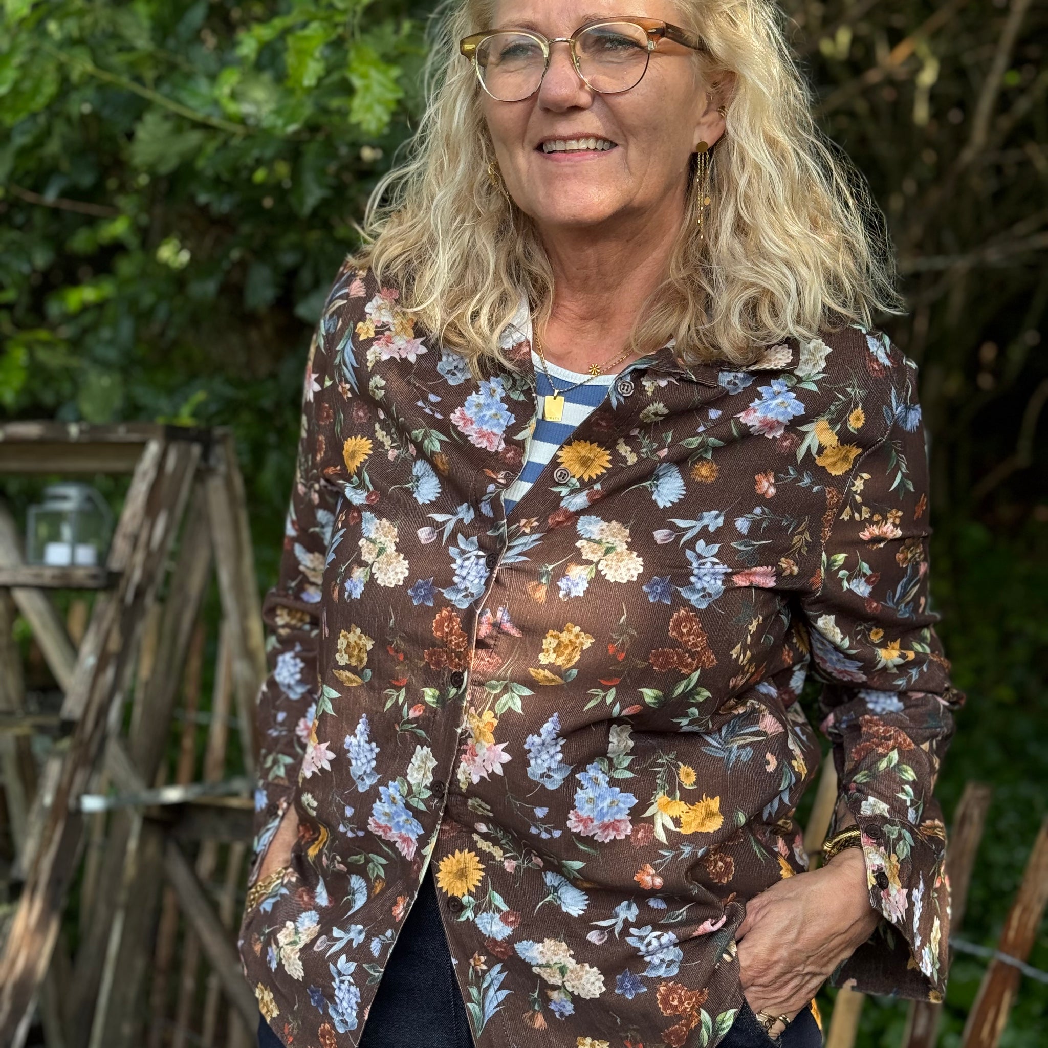 Marta du château Magnolia Shirt - Brown Print