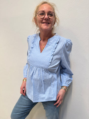 Cream Cherissa Blouse - Blue Stripe