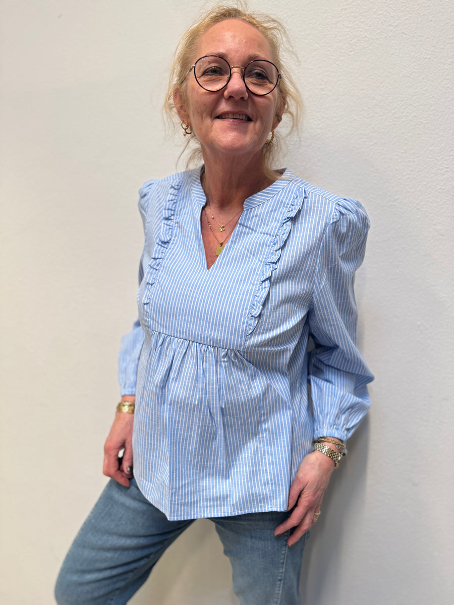 Cream Cherissa Blouse - Blue Stripe