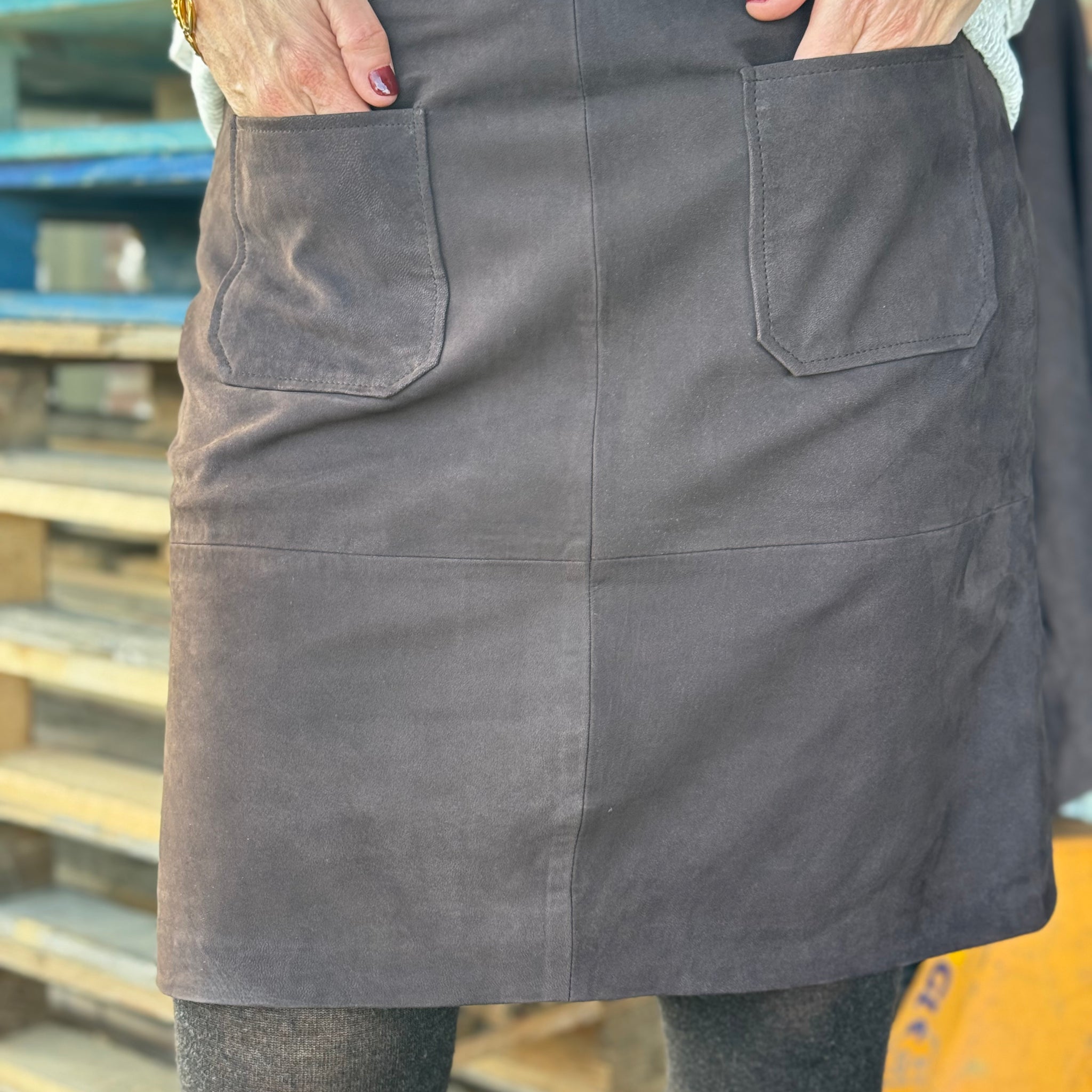 Kaffe Rachel Suede Skirt - Black Coffee