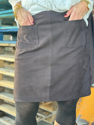 Kaffe Rachel Suede Skirt - Black Coffee