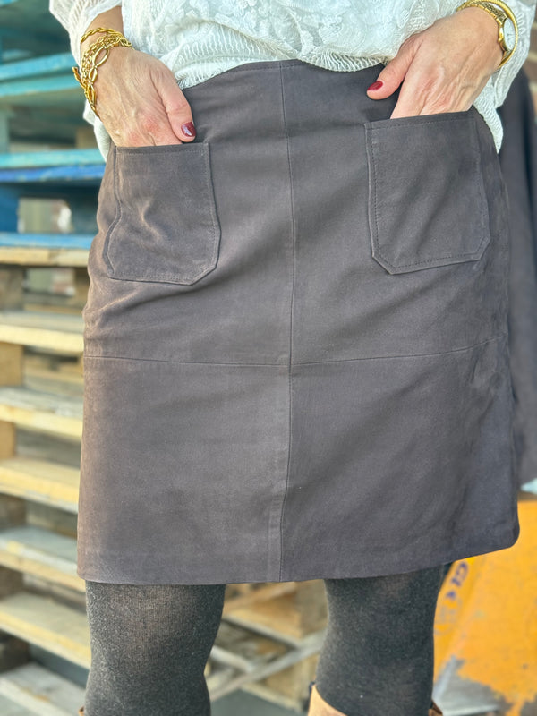 Kaffe Rachel Suede Skirt - Black Coffee