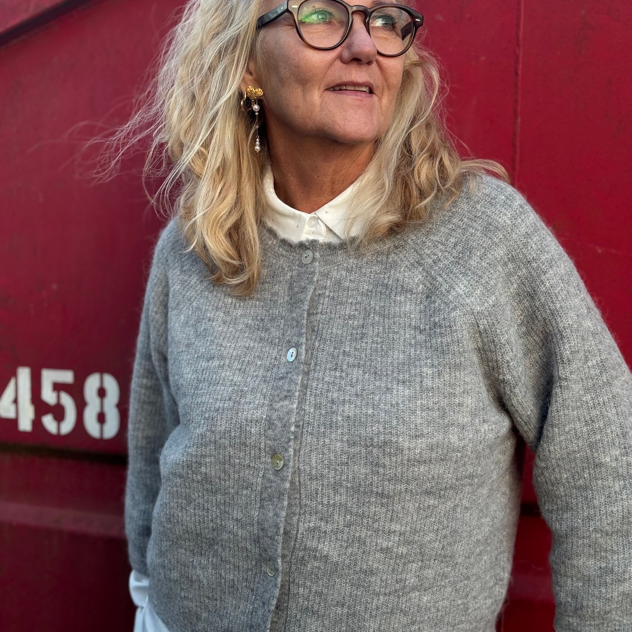 Nümph Riette Selma Rib Cardigan - Medium Grey Melange