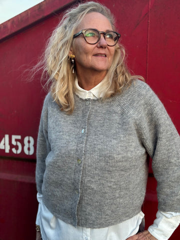 Nümph Riette Selma Rib Cardigan - Medium Grey Melange