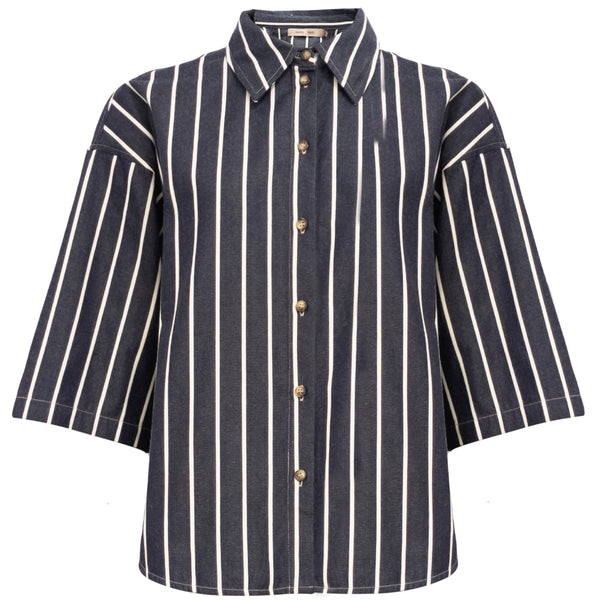 Costa Mani Milli Shirt - Blue/White Stripe Denim