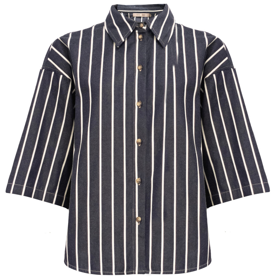 Costa Mani Milli Shirt - Blue/White Stripe Denim