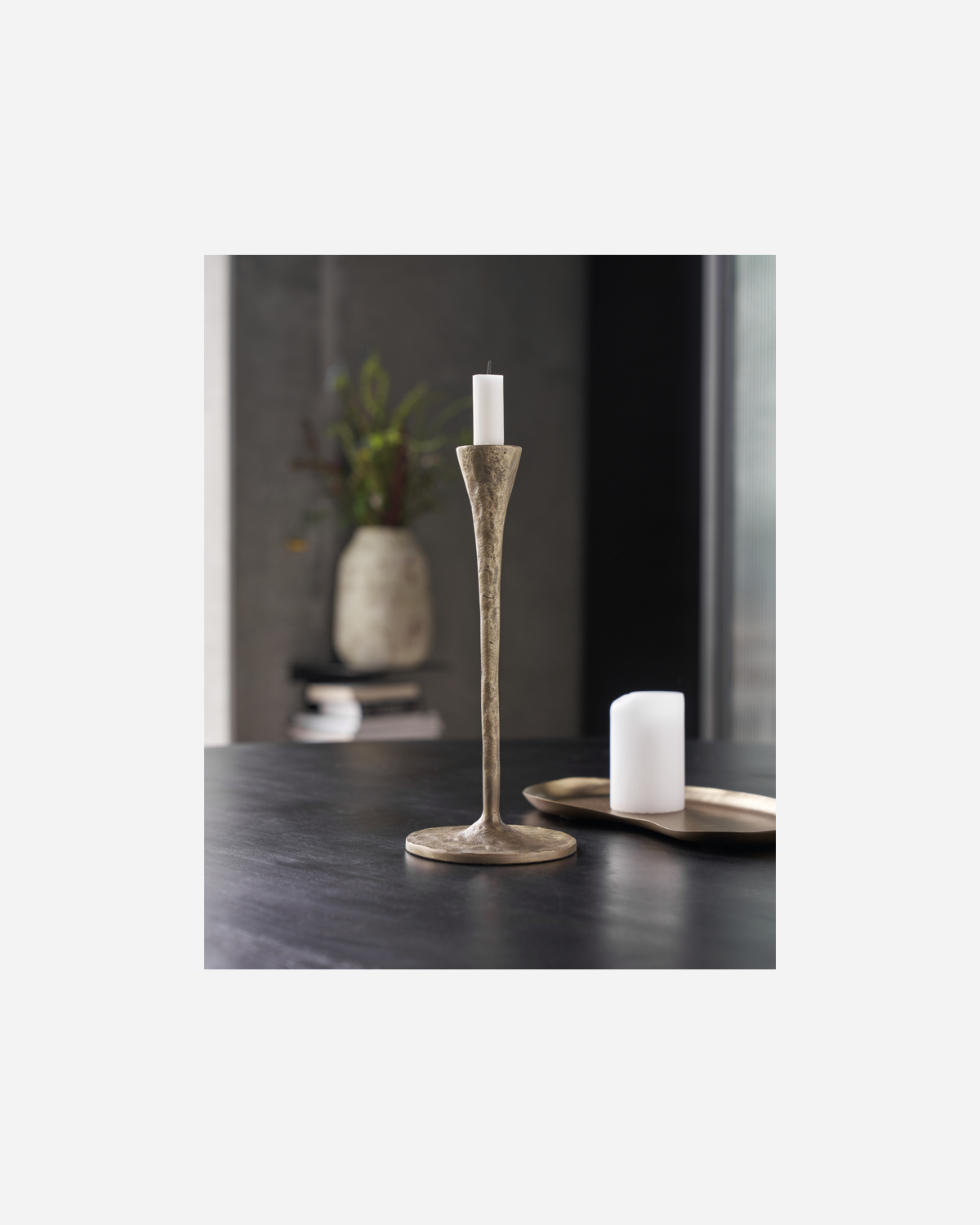 Talo -lääkäri Antik Brass Candlestick - Pieni