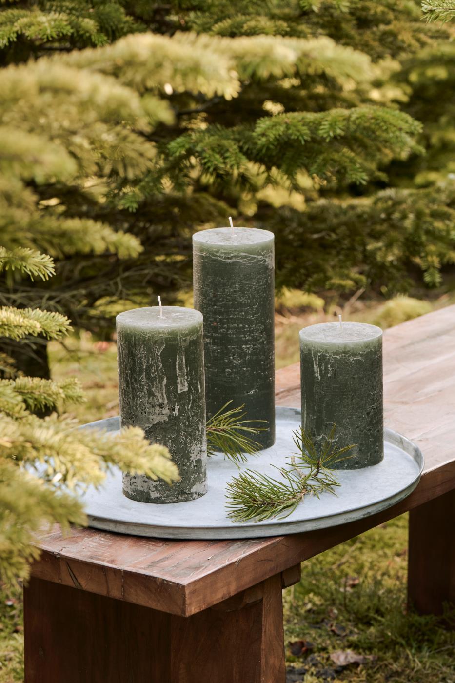 Ib Laursen Rustiklys - Mosgrøn (H: 15 cm, Ø 9,6 cm)