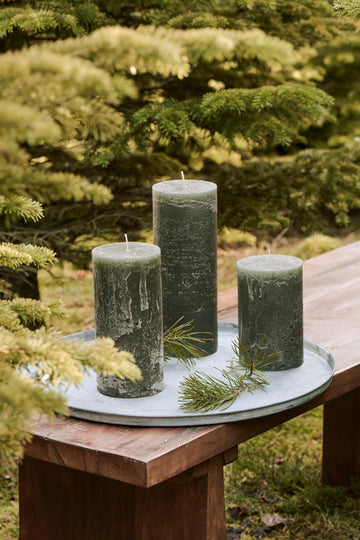 Ib Laursen Rustiklys - Mosgrøn (H: 15 cm, Ø 9,6 cm)