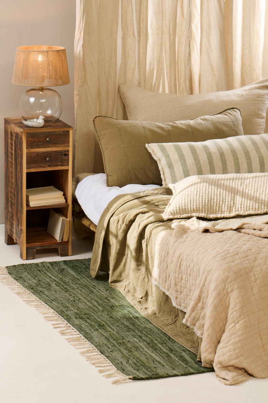 Ib Laursen - Vintage quilt sengetæppe dobbelt, eucalyptus green