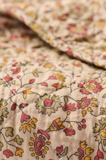 Ib Laursen Brun Quilt m/Blomsterranker - Røde, Orange & Grå