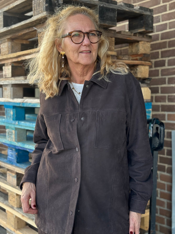 Kaffe Rachel Suede Shirt - Black Coffee