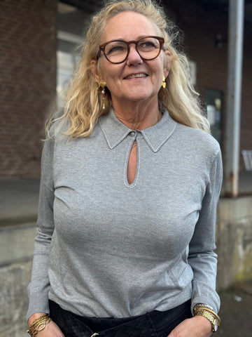 Kaffe Jada Polo Pullover - Grey Melange