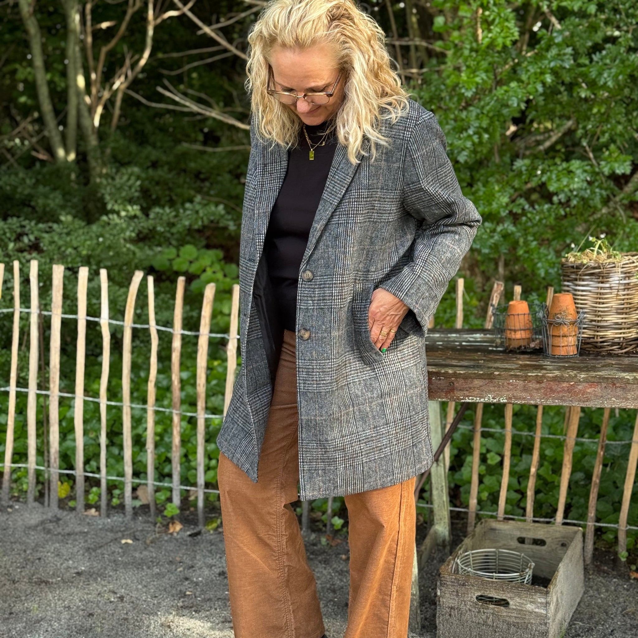 Kaffe Vivian Checked Jacket - Gray prince of Wales
