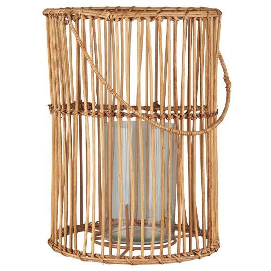 Ib Laursen Lige Lygte m/Glasindsats - Rattan