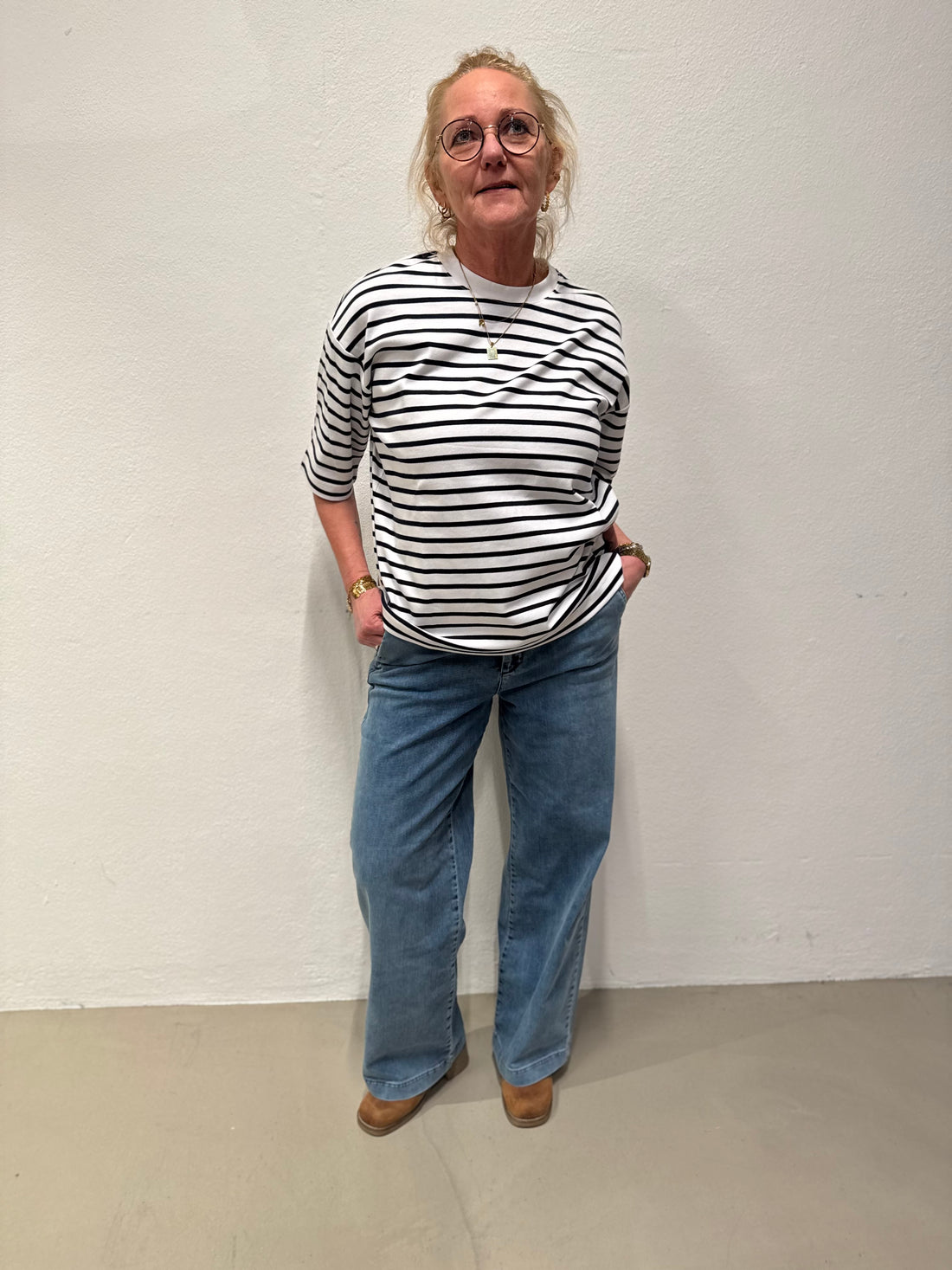 Nümph Hira Stripe T-shirt - Dark Sapphire