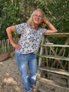 Cream Mallica Crochet Blouse - Stonewash Flower Pattern