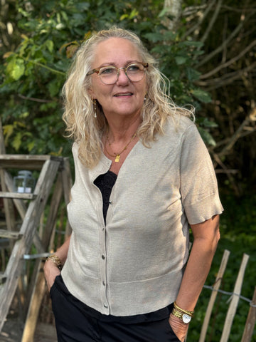 Kaffe Lizza Short Sleeve Cardigan - Feather Grey