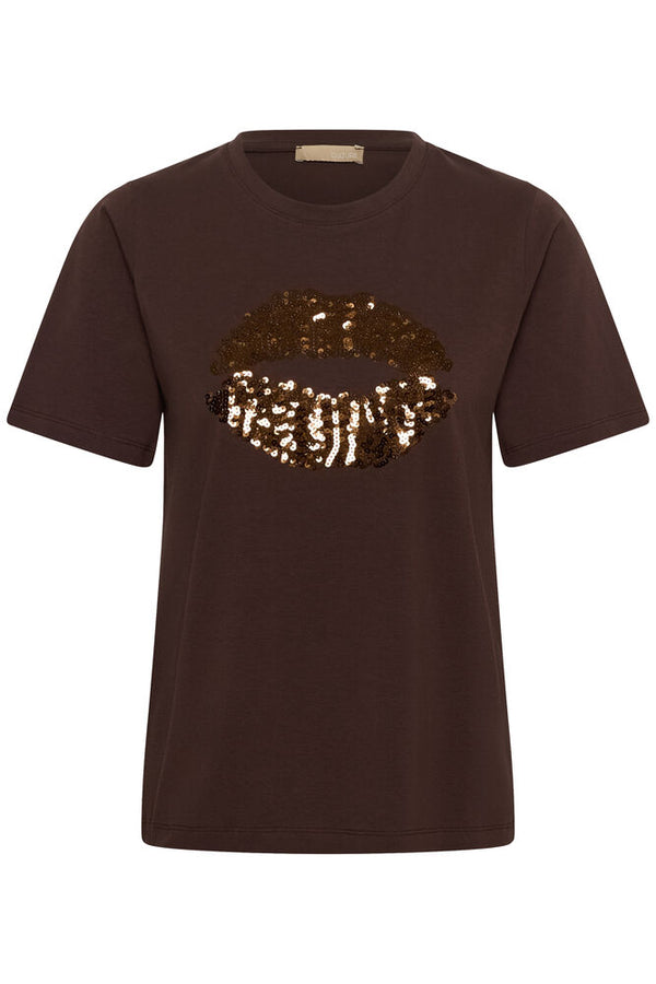 Culture Bree Gith Sequin T-shirt - Coffee Bean