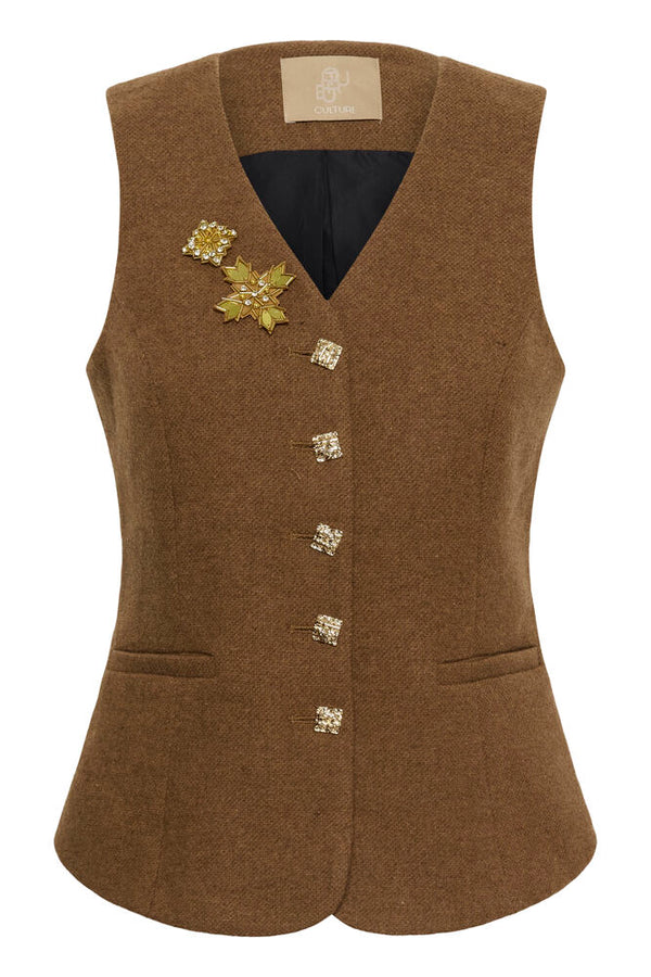 Culture Janola Waistcoat - Toffee Melange