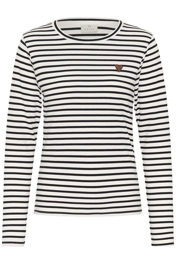 Kaffe Liddy T-shirt - Chalk/Black Carafe