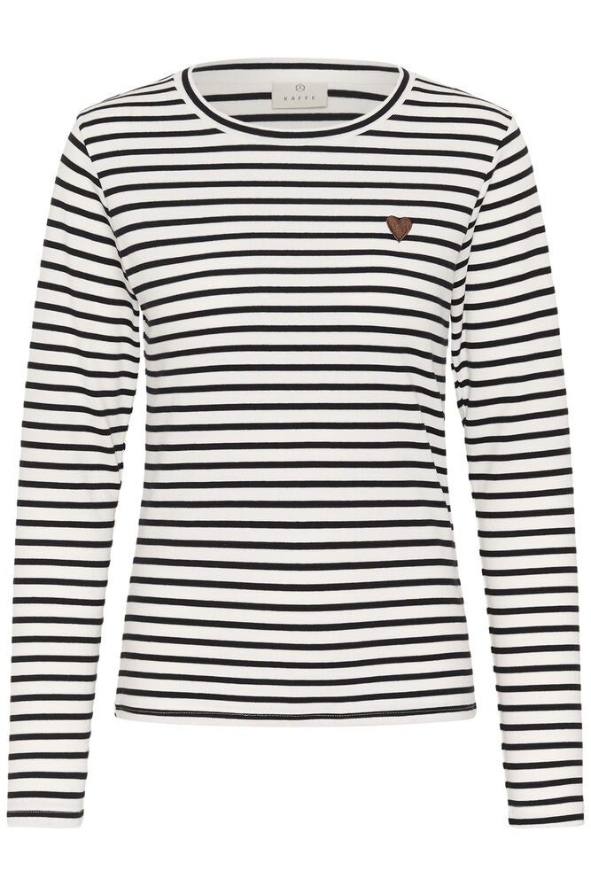 Kaffe Liddy T-shirt - Chalk/Black Carafe