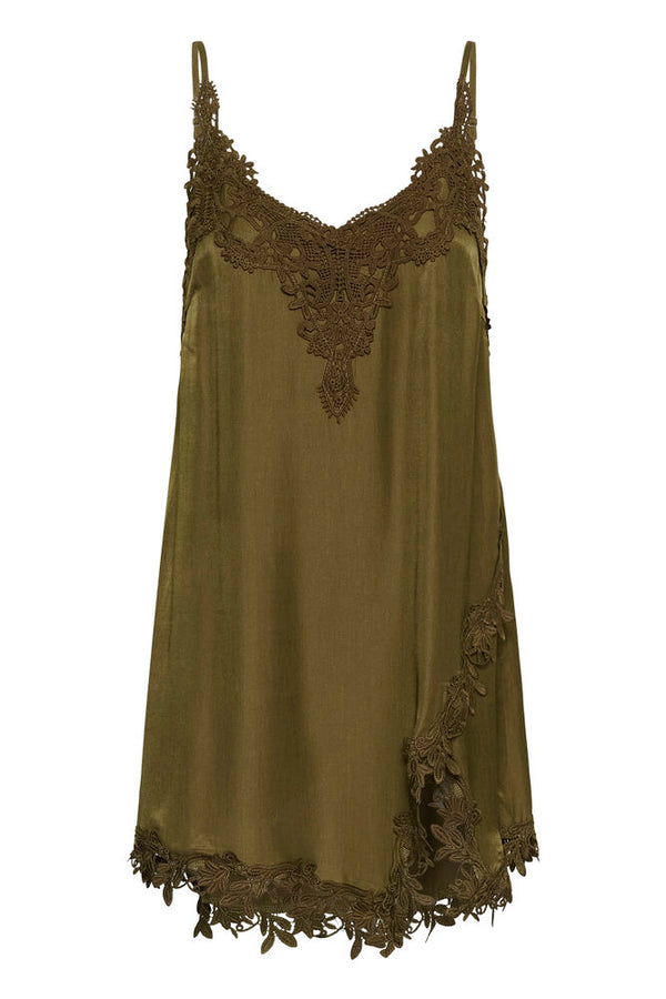 Cream Anna Long Top - Military Olive