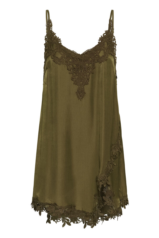 Cream Anna Long Top - Military Olive