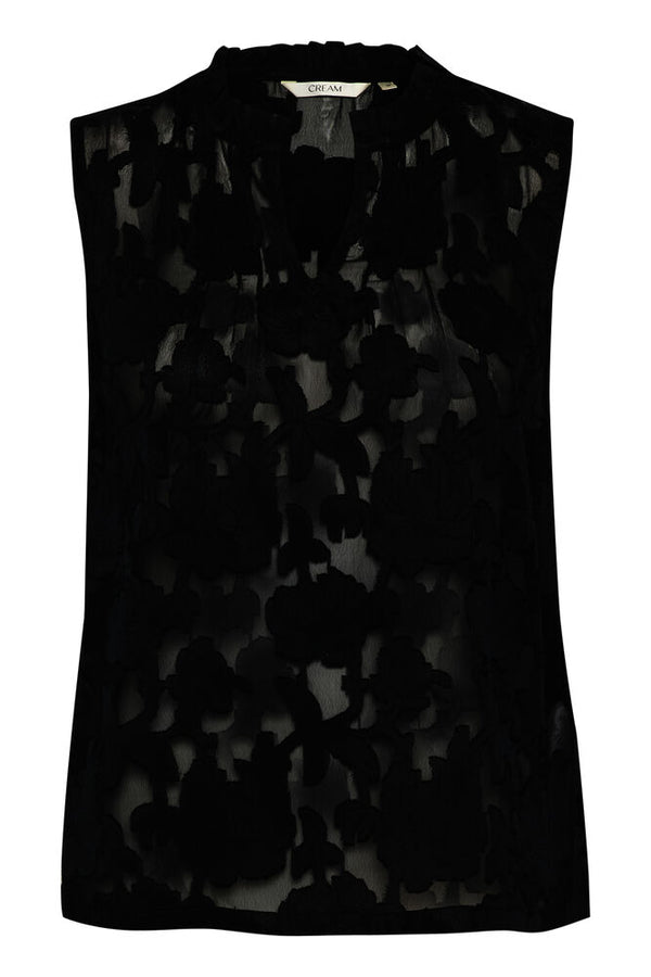 Cream Yana Sleeveless Blouse - Black