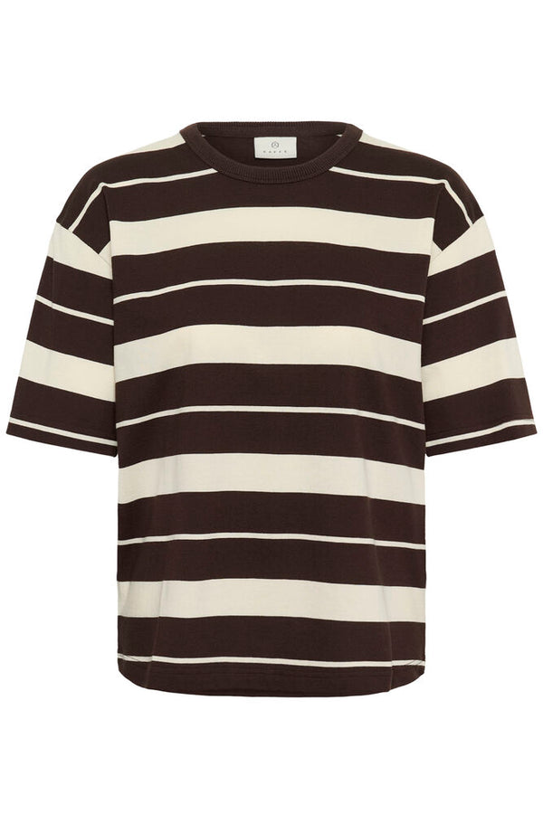 Kaffe Winny 1/2 T-shirt - Coffee Bean/Turtledove Stripe