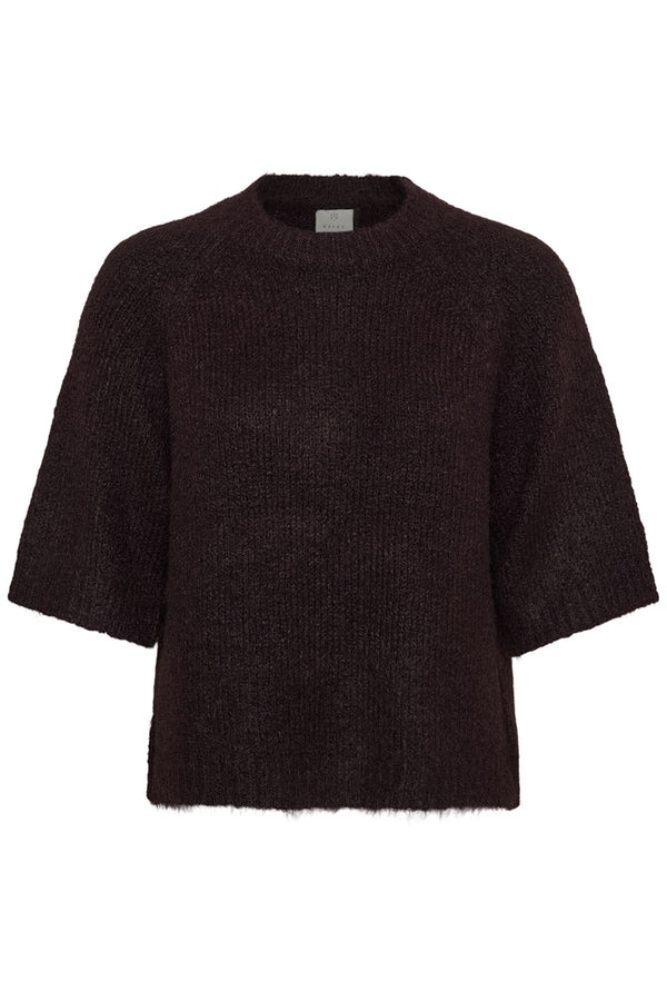 Kaffe Emilie Cropped Knit Pullover - Fudge Melange