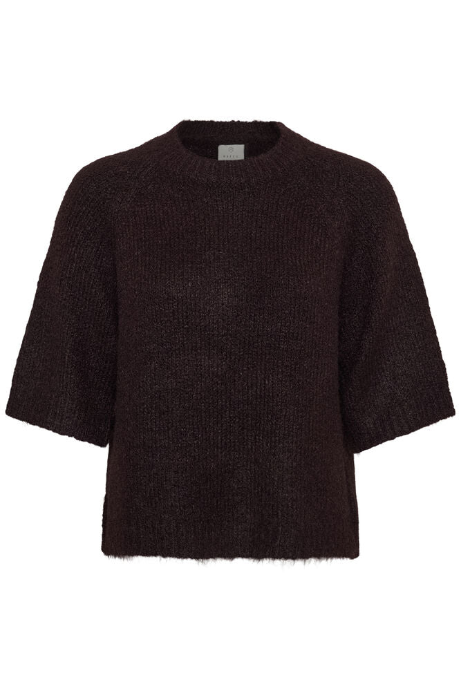Kaffe Emilie Cropped Knit Pullover - Fudge Melange