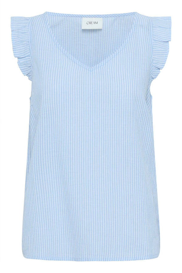 Cream Katinka Flounce Top - Kentucky Blue