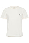 Kaffe Heart T-shirt - Chalk/Black Deep Heart