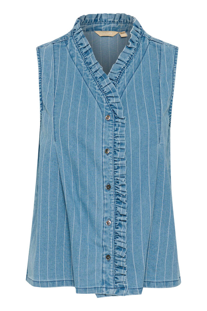 Culture Renny Sleeveless Shirt - Light Blue Denim