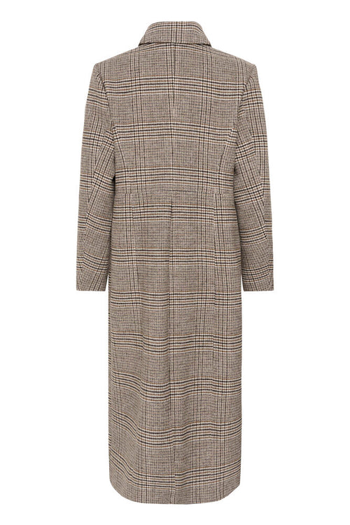 Cream Georg Long Coat - Grey Check