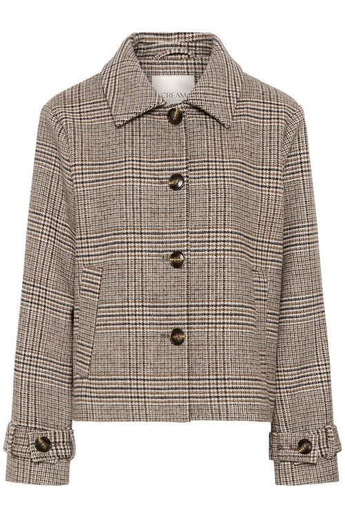 Cream Georg Short Coat - Grey Check