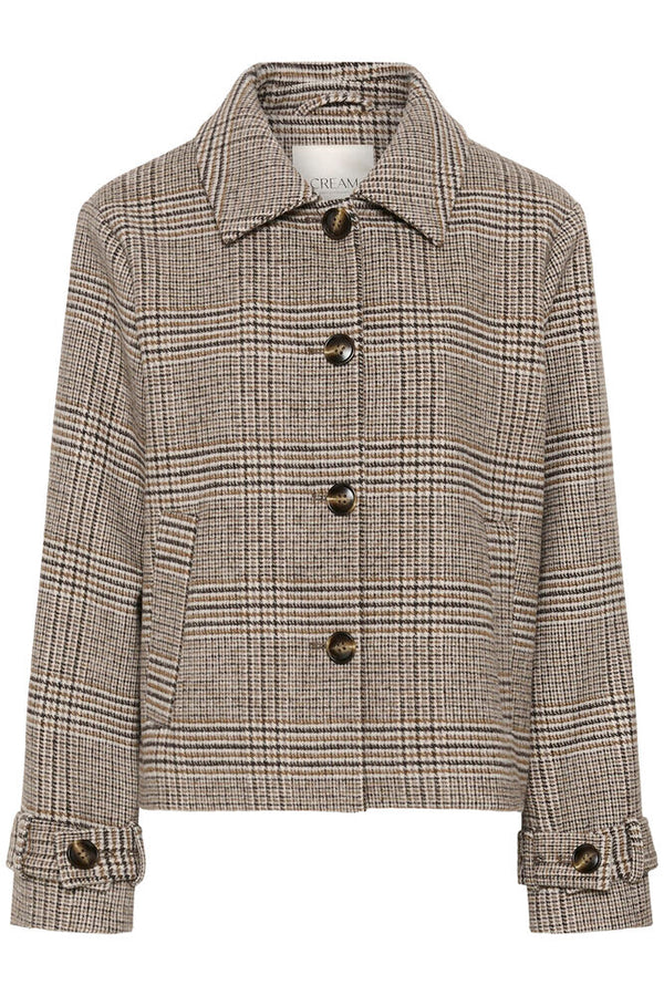 Cream Georg Short Coat - Grey Check