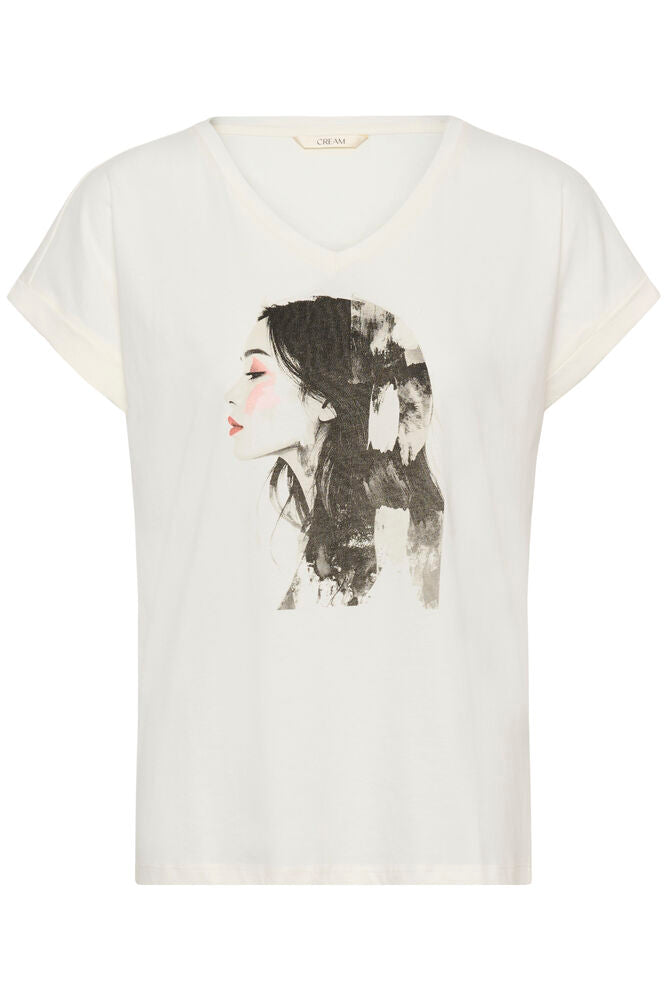 Cream Ying T-shirt - Artistic Paint Grey