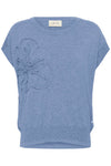Cream Dela Knit Slipover w Deco - Stonewash Melange
