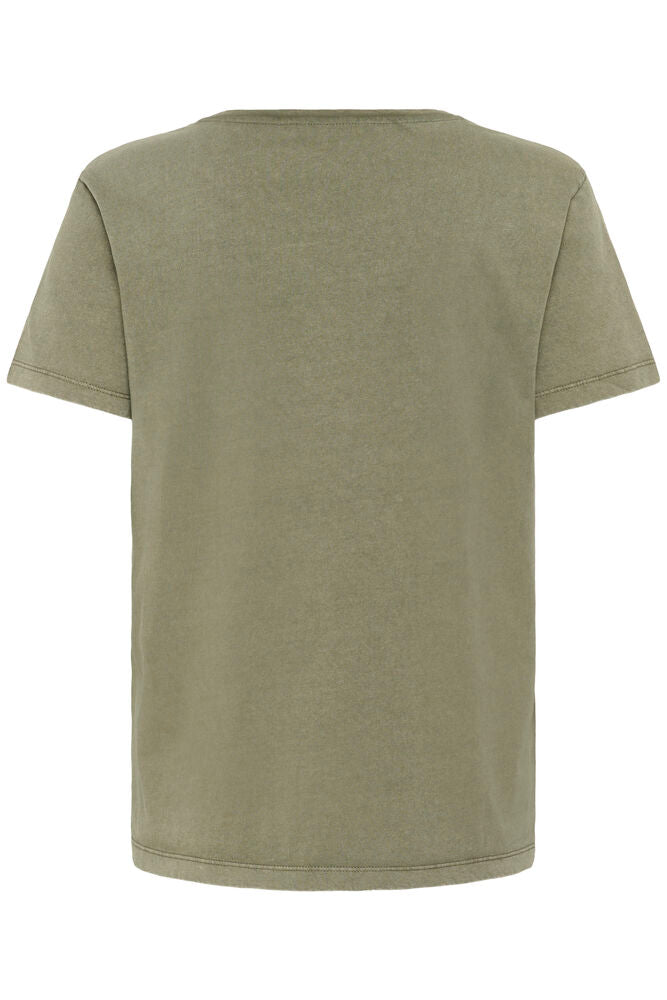 Cream Damira T-shirt - Mulled Basil w. Bleached Birds