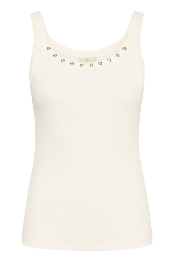 Kaffe Carna Eyelets Tank Top - Chalk