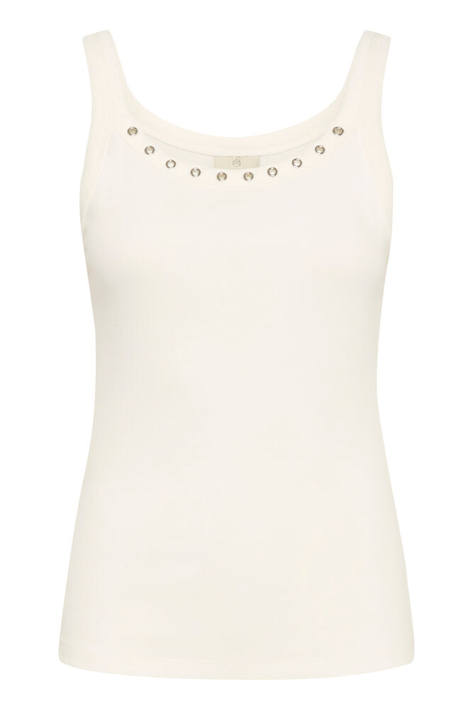Kaffe Carna Eyelets Tank Top - Chalk