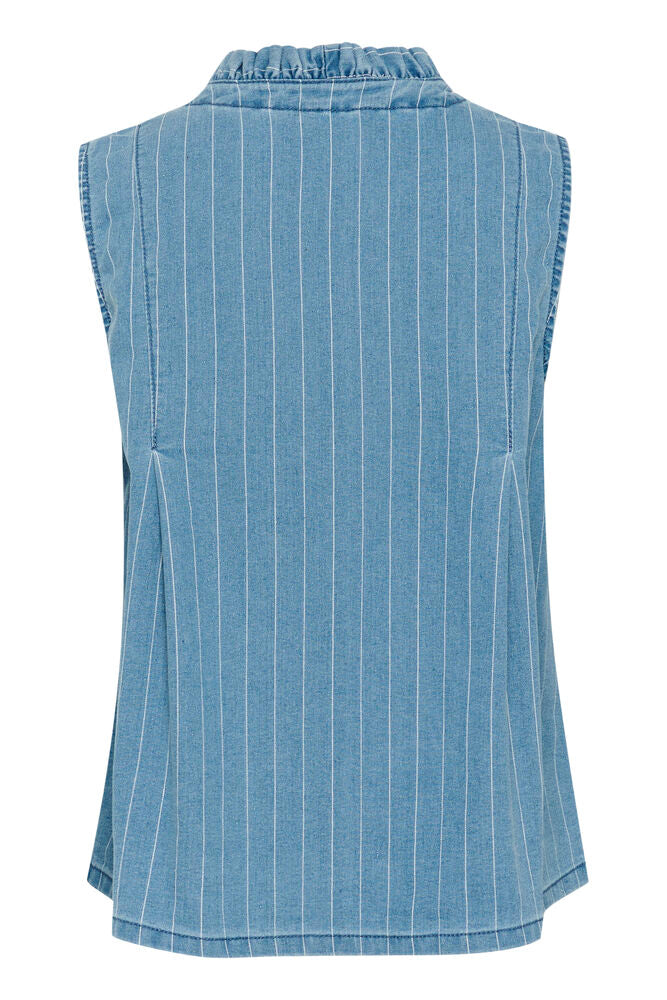 Culture Renny Sleeveless Shirt - Light Blue Denim