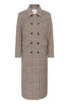 Cream Georg Long Coat - Grey Check