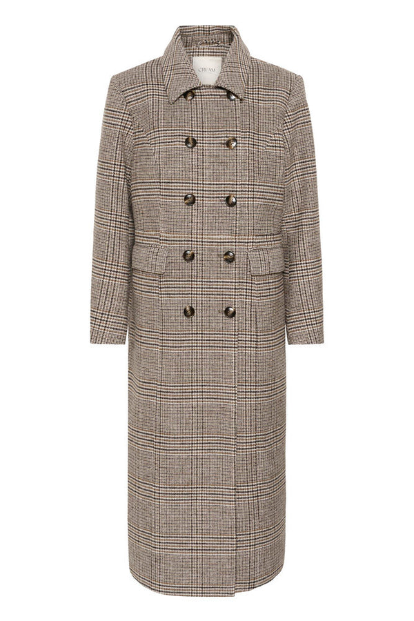 Cream Georg Long Coat - Grey Check