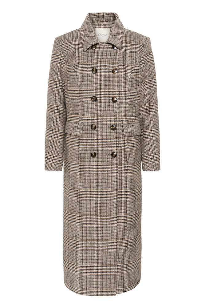 Cream Georg Long Coat - Grey Check