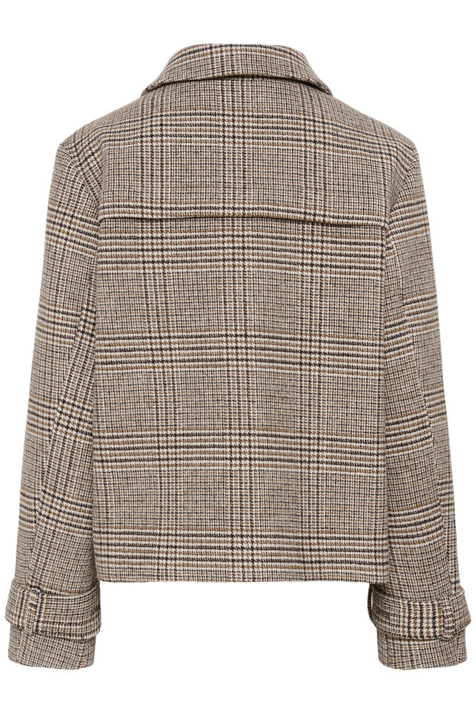 Cream Georg Short Coat - Grey Check