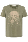 Cream Damira T-shirt - Mulled Basil w. Bleached Birds